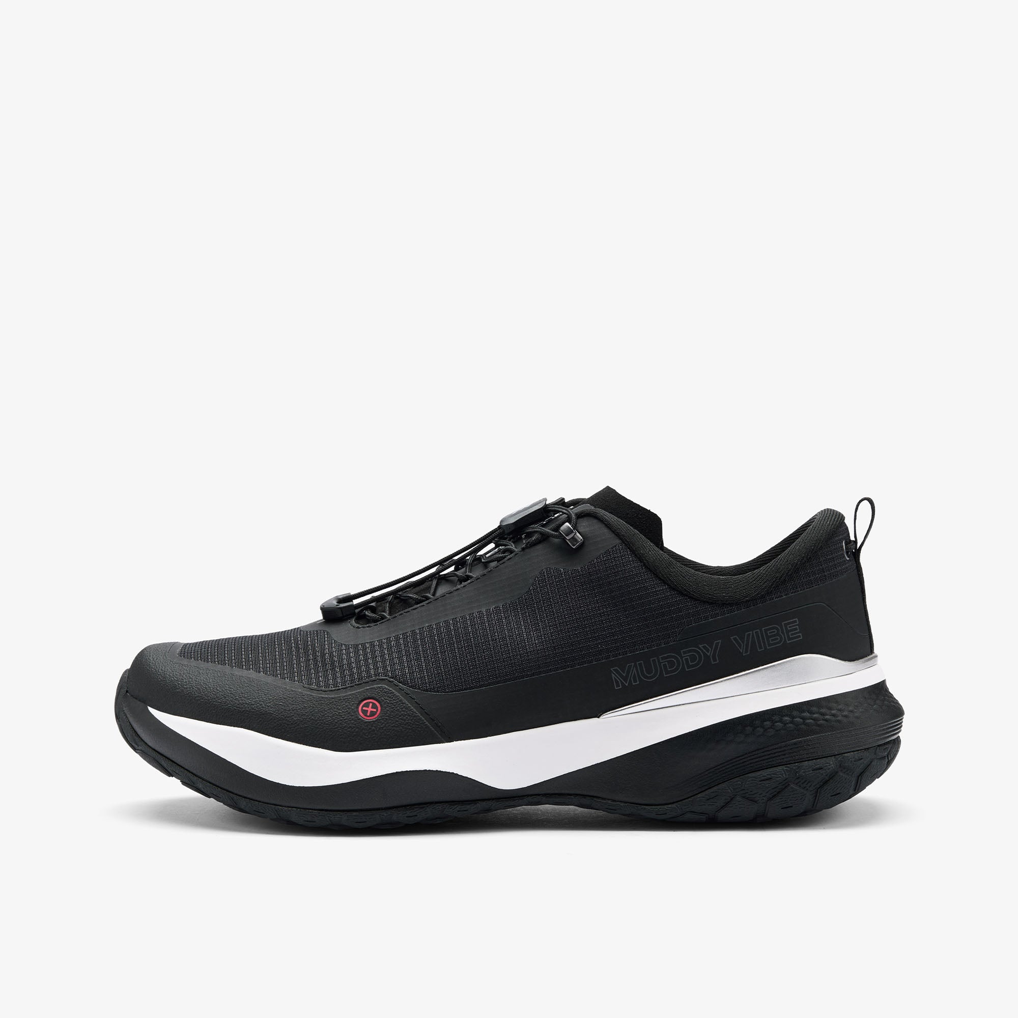 MUDDY VIBE Si-14 Ridge Snow low-top hiking shoe with black and white accents, side view on a white background.